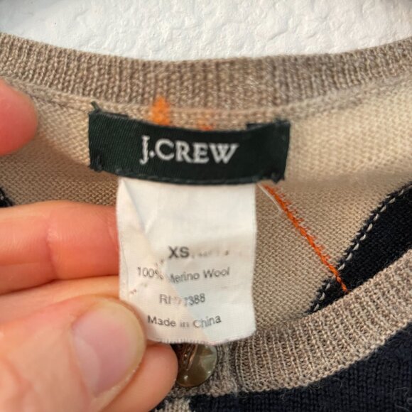 Vintage J Crew Argyle Merino Wool Cardigan Sweater Women's - XS - Picture 2 of 8